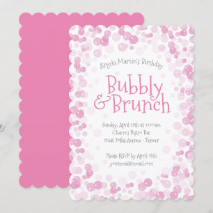 Rosa Bubly och Brunch Party Inbjudningar