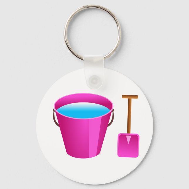 Rosa Bucket & Spade Nyckelring (Framsida)