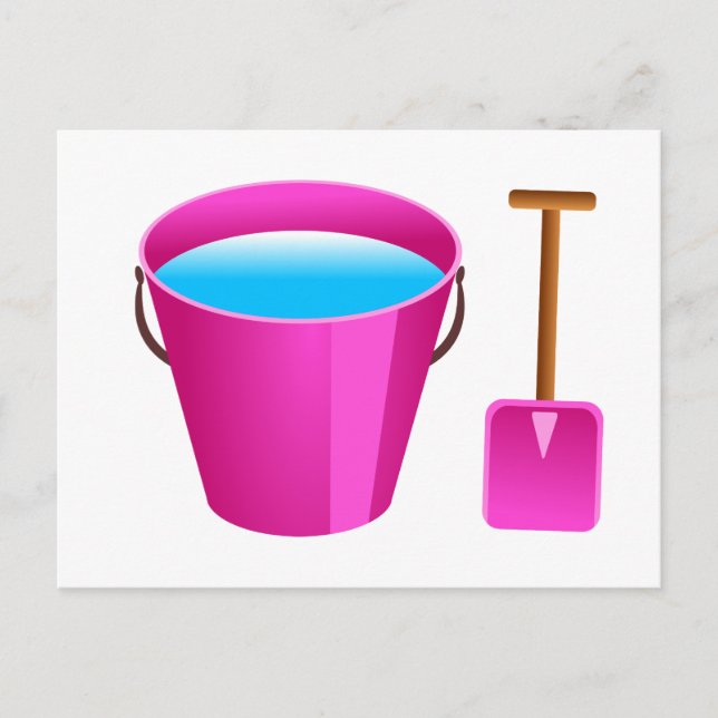 Rosa Bucket & Spade Vykort (Framsida)