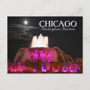 Rosa Buckingham Fontän Chicago Postcard Vykort