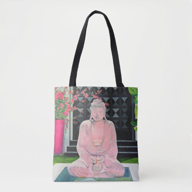 Rosa Buddha Tote Bag Tygkasse (Framsida)