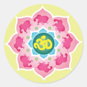 Rosa buddhism för yoga för om för runt klistermärke