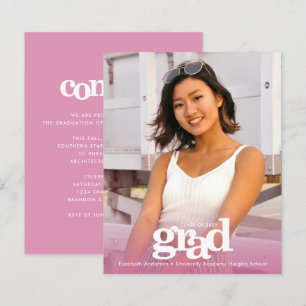 Rosa budget studenten fotomodern inbjudan till fot