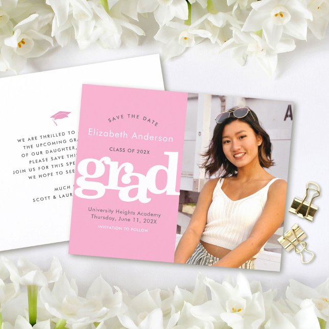 Rosa budgetfoto Spara datum Examen inbjudan (Skapare uppladdad)