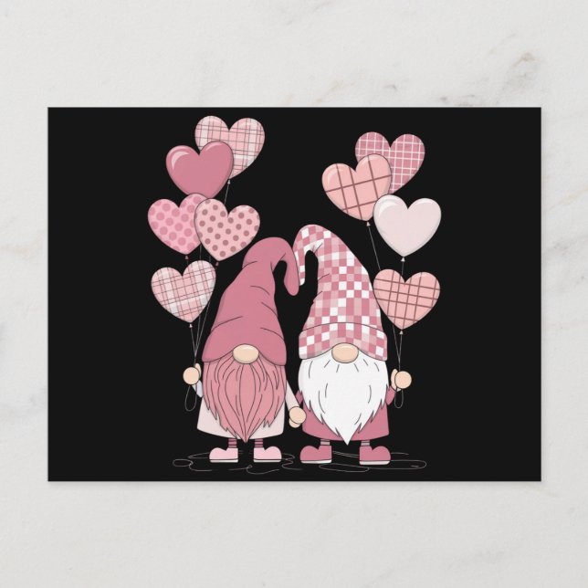 Rosa Buffalo Play Heart Gnomes Alla hjärtans dag Vykort (Framsida)