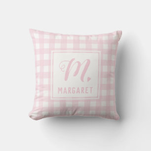 Rosa Buffalo Play Monogram Girls Namn Kudde
