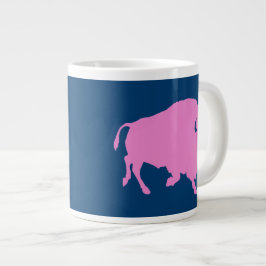 Rosa buffel-logotyp med butiks-URL Jumbo Mugg