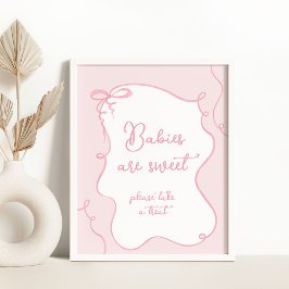 Rosa bugar minimalt Spädbarn är söt babydusch Poster