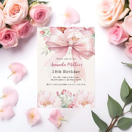  rosa-buggfödelsedag för blommigt inbjudningar