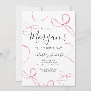 Rosa bugginbjudan, Preppy Girl Birthday Inbjudningar