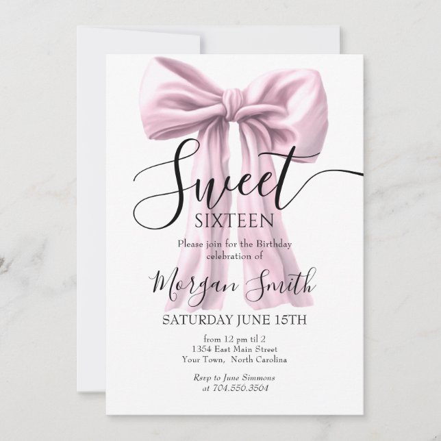 Rosa-bugginbjudan, Sweet sixteen Inbjudningar (Framsida)