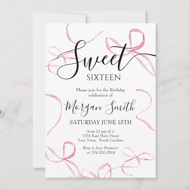 Rosa-bugginbjudan, Sweet sixteen Inbjudningar (Framsida)