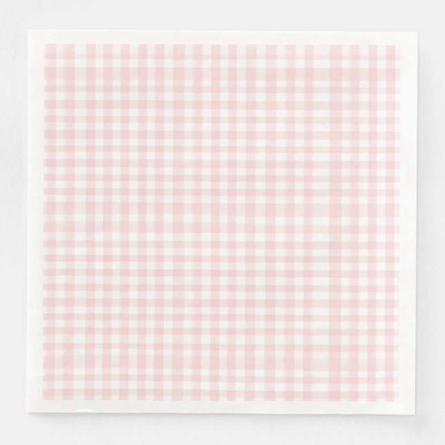 Rosa buggor och gingham-parfymbabydusch pappersservett (Framsida)