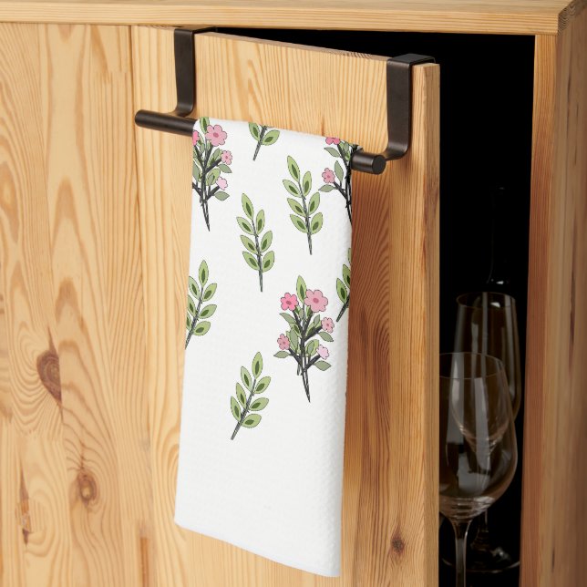Rosa buketter Vita  Kökshandduk (Thirds Fold)