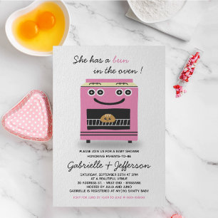 Rosa Bun i Oven Baby Shower-inbjudan Inbjudningar