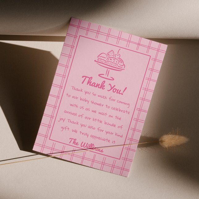 Rosa Bun i Oven Girl Bread Baby Shower Tack Kort (Skapare uppladdad)