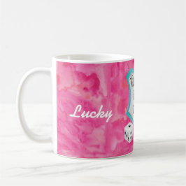 Rosa Bunco för lycklig Monogram Sisterhood Kaffemugg