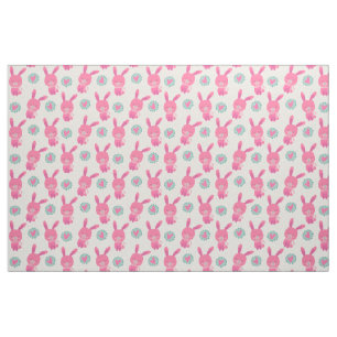 Rosa Bunnies och Hearts Fabric Tyg