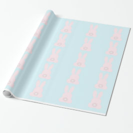 Rosa Bunnies om Blue Wrapping Papper Presentpapper