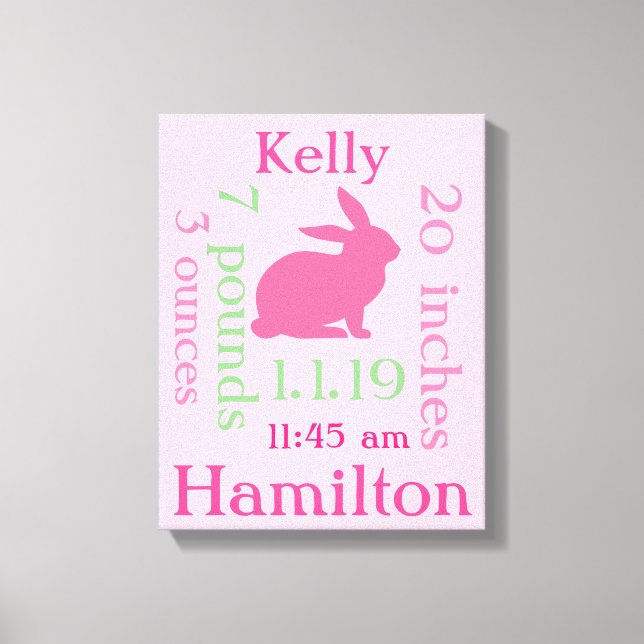 Rosa Bunny Baby Canvastryck (Framsida)