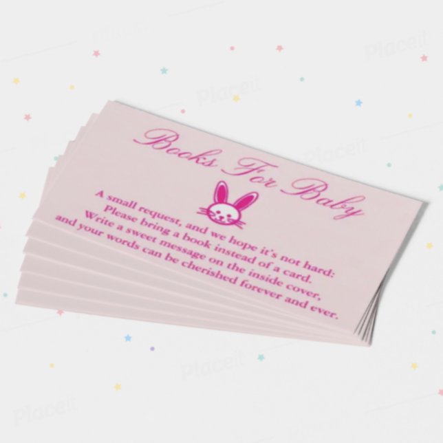 Rosa Bunny Baby Shower Bokar for Baby Card Tilläggskort (Skapare uppladdad)