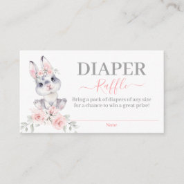 Rosa Bunny Baby Shower Girl Diaper Raffle Card Tilläggskort