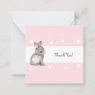 Rosa Bunny Baby Shower Tack Notecard Anteckningskort