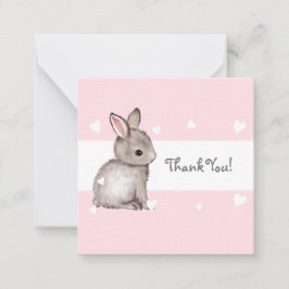 Rosa Bunny Baby Shower Tackkort Card Anteckningskort