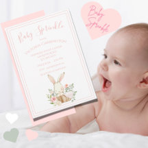 Rosa Bunny Blommigt Baby Sprinkle Shower