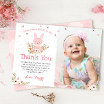 Rosa Bunny Butterfly Birthday Photo - tackkort Tack Kort<br><div class="desc">Rosa något Bunny Butterfly Birthday Photo-tackkort</div>
