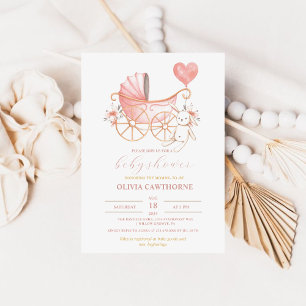 Rosa Bunny   Cradle Girl Baby Shower Party Inbjudningar