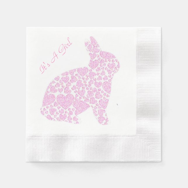 Rosa Bunny Det är en flicka Pappersservett (Framsidan)