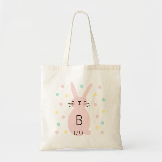 Rosa Bunny Egg Hunt Personlig Tote Bag Tygkasse (Framsidan)