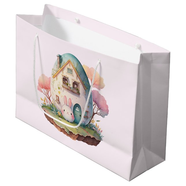 Rosa Bunny & Egg Shaped House Kawaii Stil (Framsidan Vinklad)