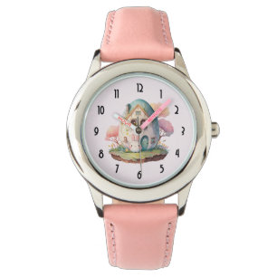 Rosa Bunny & Egg Shaped House Kawaii Stil Armbandsur