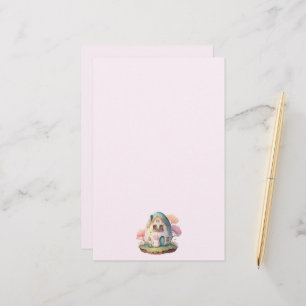 Rosa Bunny & Egg Shaped House Kawaii Stil Brevpapper