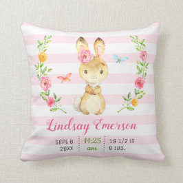 Rosa Bunny Flicka Stats Småbarn Newborn Nursery Kudde