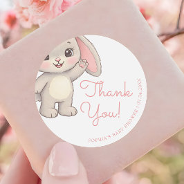  Rosa Bunny Girl Baby Shower Tack Runt Klistermärke