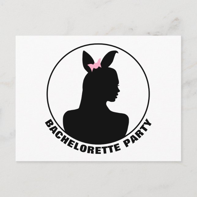 Rosa Bunny Girl Bachelorette Party-inbjudan Inbjudan Vykort (Framsida)