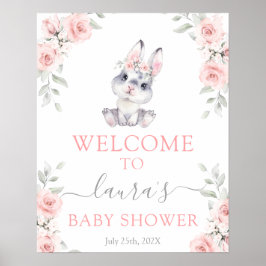 Rosa Bunny Girl Välkomstskylt Poster