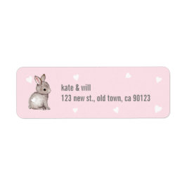 Rosa Bunny Heart-Returetiketter Returadress Etikett