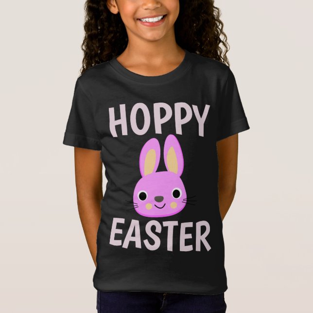 ROSA BUNNY HOPPY PÅSK KIDS T-SHIRTS (Framsida)