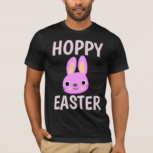 ROSA BUNNY HOPPY PÅSK KIDS T-SHIRTS (Framsida)