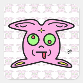 Rosa bunny-liknande leksak v2.1 fyrkantigt klistermärke