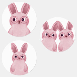 Rosa bunny med glas klistermärke