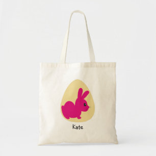 Rosa Bunny och Påskägg Personlig Namn Tygkasse