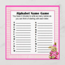 Rosa Bunny om Alphabet Namn & Bingo Game Shower  B Inbjudningar