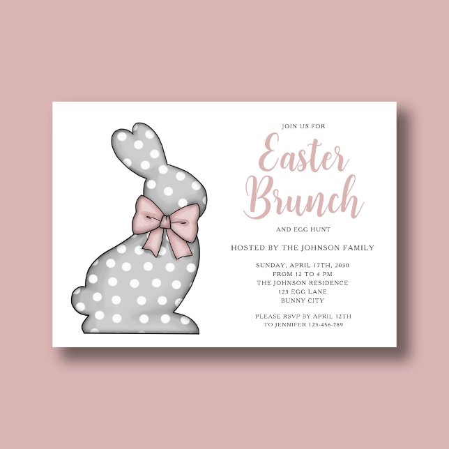Rosa Bunny Påsk Brunch och Egg Hunt Inbjudningar (Pink Bunny Easter Brunch And Egg Hunt Invitation)