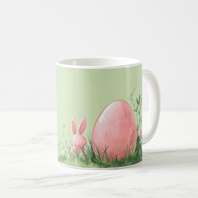 Rosa Bunny & Påskägg i Blommigt Meadow Kaffemugg (Framsida höger)