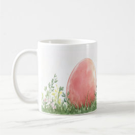 Rosa Bunny & Påskägg i Blommigt Meadow - Pastel Kaffemugg